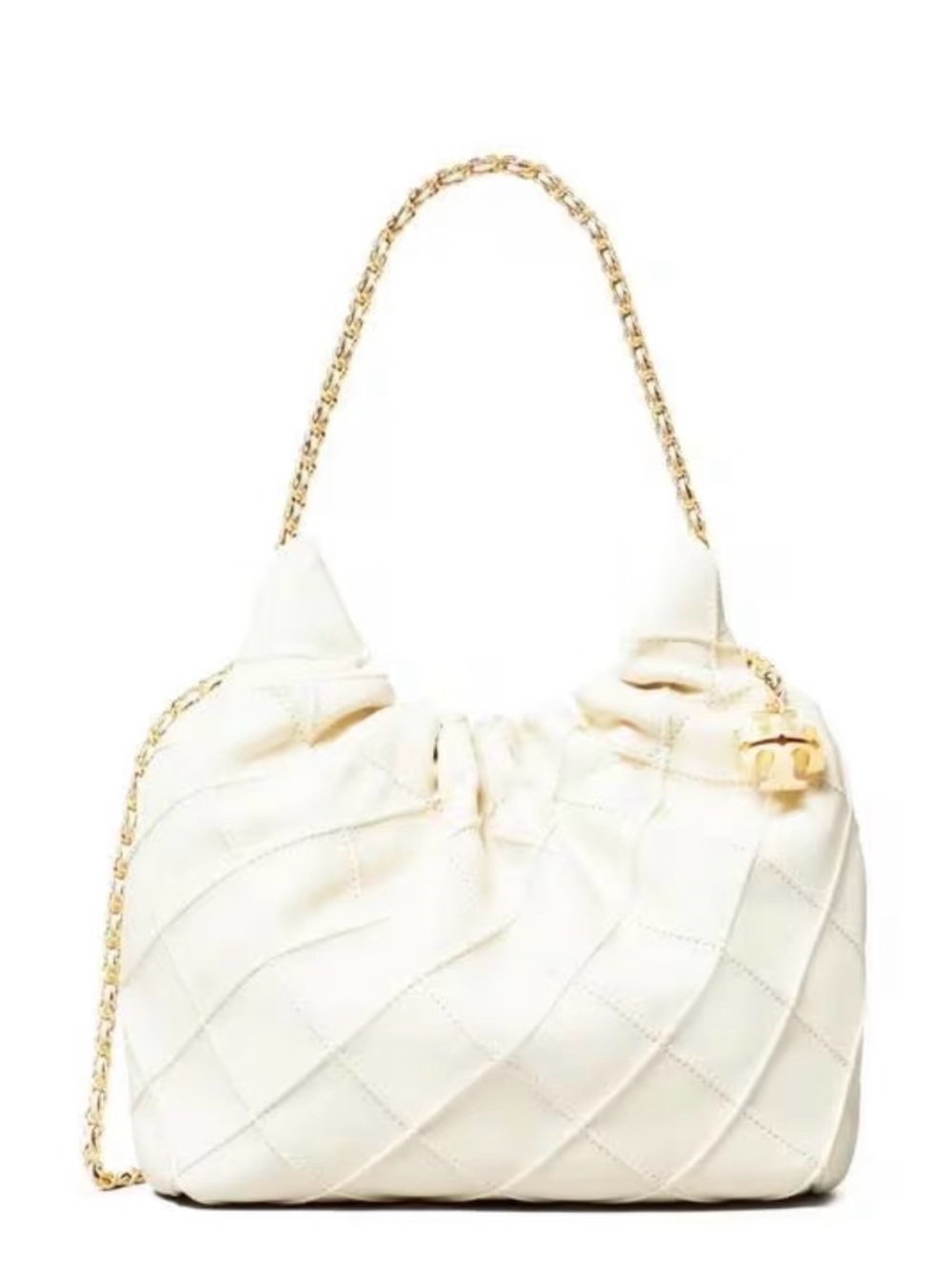 ✨ NWT Tory Burch Mini Fleming Soft Leather Hobo Bag – Cream / Vanilla 🍦